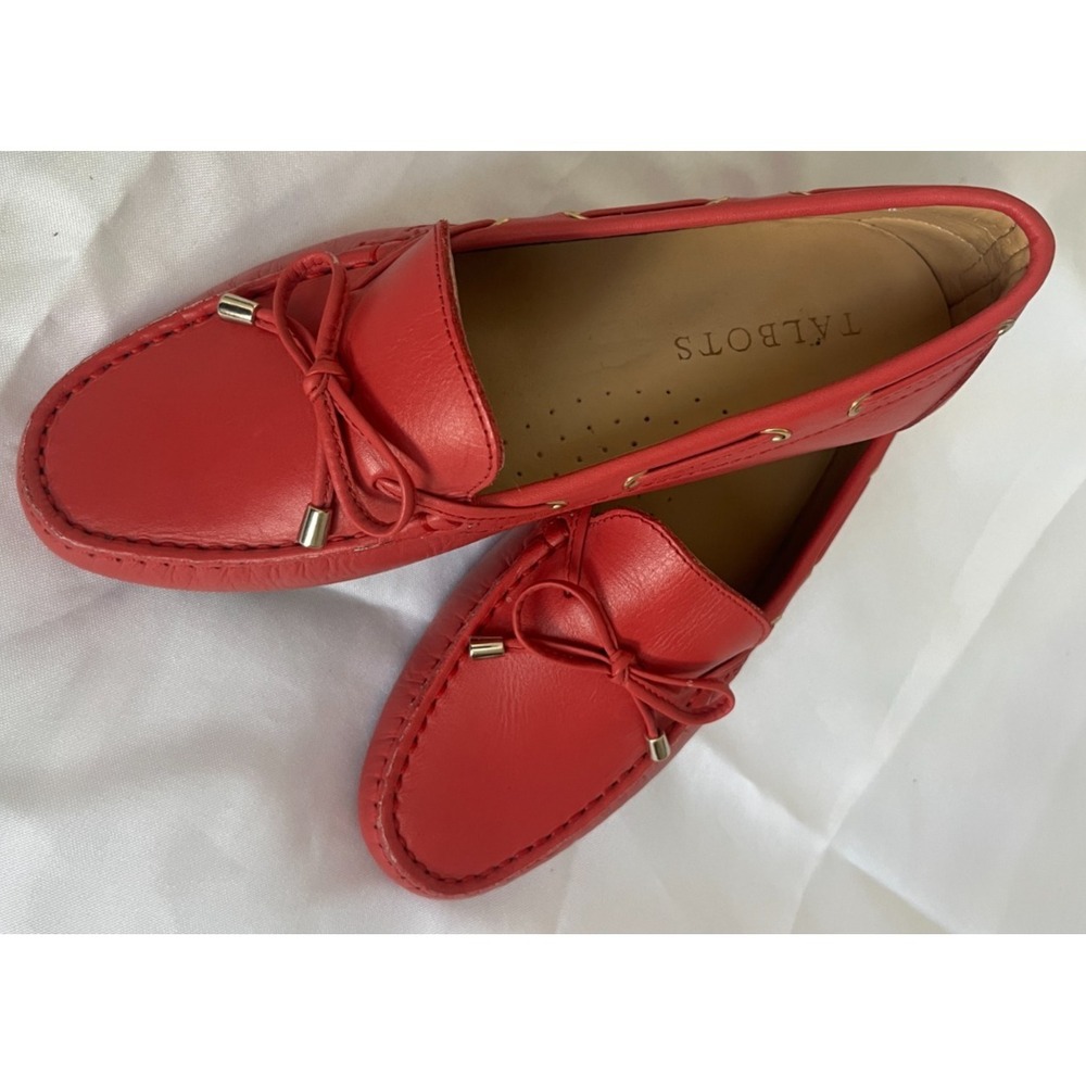 Talbots Womens Shoes Size 5.5M Rose Pink Driving Tie Toes Loafers